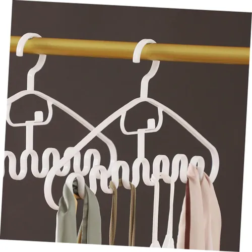 Vista 8 de CHILDWEET Jean Hanger - Percha para bufandas, 10 piezas, ondulada, PP, color blanco, antideslizante, estante de secado para rotar, ganchos