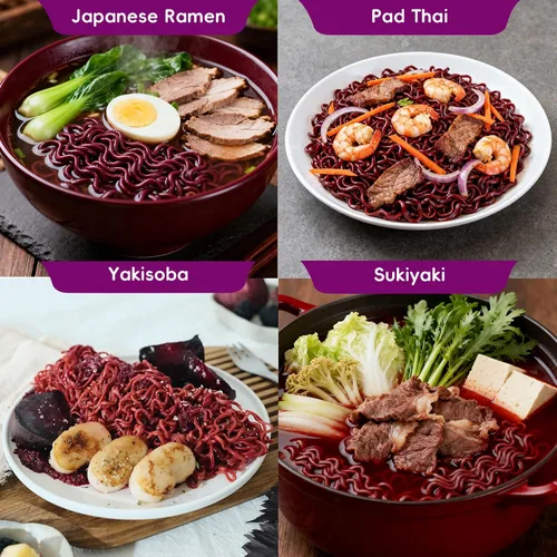 Vista 6 de SUNGIVEN Fideos ramen orgánicos, remolacha, saludable, bajo en sodio, listos en 3 minutos, sin fritos instantáneos, sin aditivos ni conservantes