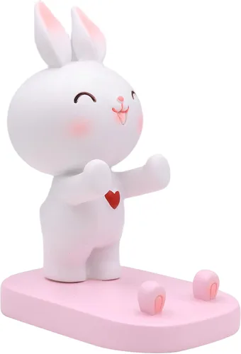 Vista 12 de Lindo conejo teléfono móvil soporte animal Smartphone escritorio soporte para todos los teléfonos móviles Bunny teléfono soporte escritorio ornamento