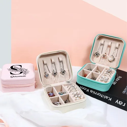 Vista 5 de SLML Joyero personalizado Organizador de joyas personalizado con nombre personalizado para niñas, organizador de joyas de viaje personalizado