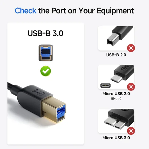 Vista 3 de Cable Matters cable USB 3.0 tipo A a B de máxima velocidad, Negro