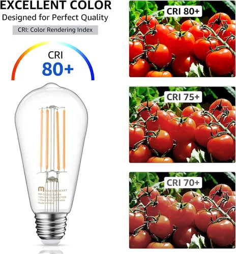 Vista 5 de MASTERY MART Bombilla LED de 100 W, bombillas Edison, bombillas regulables E26, 2700 K, blanco suave brillante, 9 W, 1100 lúmenes, bombilla vintage