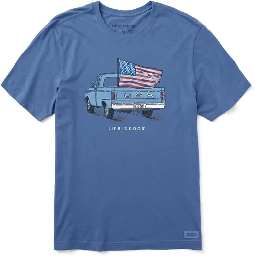 Vista 7 de Life is Good Camiseta de Manga Corta Crusher Tee para Hombre Bandera de pesca - Verde musgo