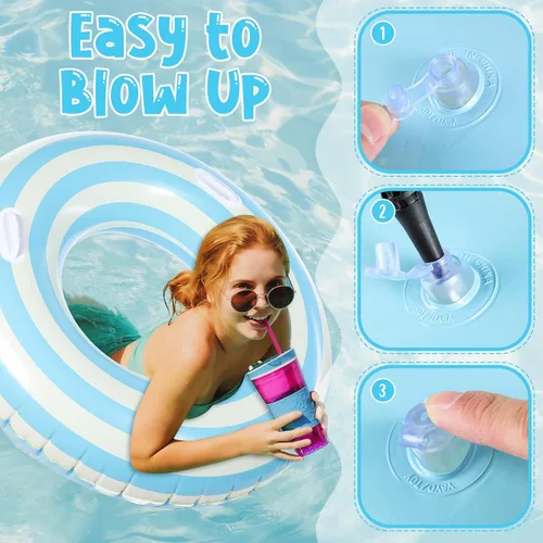 Vista 4 de Gemscream 2 anillos de natación grandes con asas de 47.24 pulgadas, flotadores inflables de piscina para adultos y adolescentes