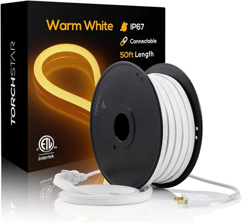Vista 10 de Torchstar - Luz LED de neón para exteriores 50 pies, IP67, impermeable, CA 120 V (150 pies máximo), certificación ETL y UL, decoración de edificio