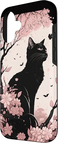 Vista 2 de Cute Pink Japanese Cherry Blossom Cat Aesthetic Case for iPhone 16