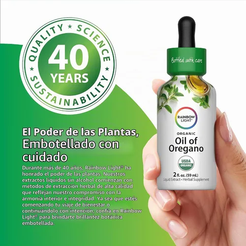 Vista 5 de Aceite de orégano Rainbow Light 2 onzas líquidas USDA Organic