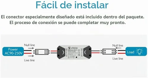 Vista 2 de Interruptor inteligente WiFi eMylo Interruptor de luz de relé inalámbrico, módulo de control remoto Tuya, interruptor temporizador de automatización