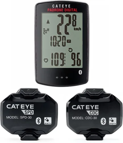 Vista 7 de CATEYE Padrone - Computadora digital Bluetooth para ciclismo, velocímetro inalámbrico IPX8, frecuencia cardíaca Bluetooth, compatible con velocidad
