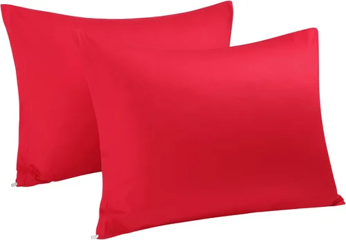 Vista 16 de uxcell Fundas de almohada tejidas de 100% algodón egipcio, fundas de almohada suaves y transpirables con cierre de cremallera, 2 fundas de almohada