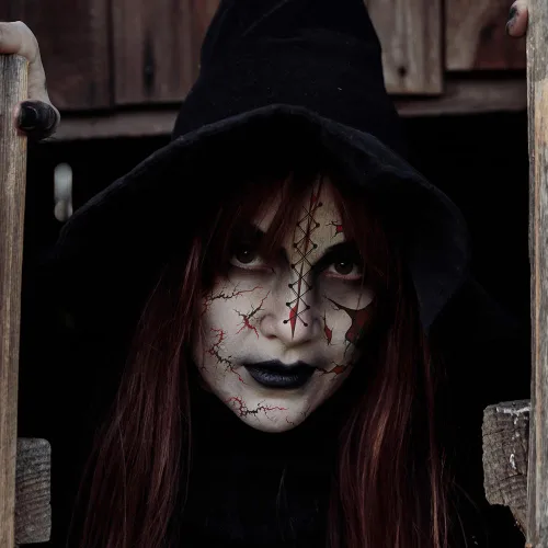 Vista 4 de Tatuajes temporales de Halloween, Día de los Muertos, calcomanías de tatuaje de ojos sangrientos, 10 hojas de tatuajes falsos para decoración