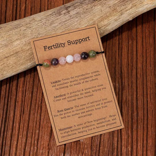 Vista 4 de Ronglry Pulsera de cristal para mujeres y hombres, pulsera de cuentas de cristal curativo, amatista 7 chakras, pulseras de ansiedad espiritual