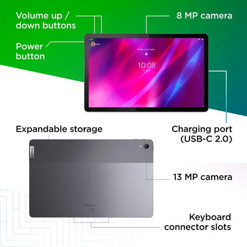 Vista 5 de Lenovo Tab P11 Plus (1ª generación) - 2021 - Tablet - Batería de larga duración - LCD de 11 pulgadas - Procesador MediaTek Octa-Core - Memoria de 6