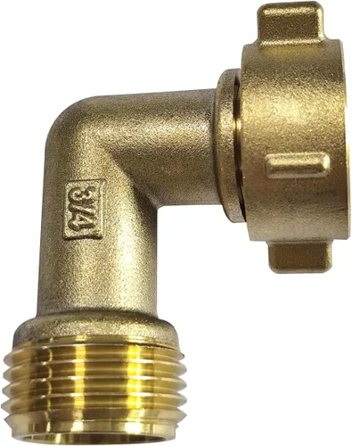 Vista 3 de Conector de codo de manguera de jardín de 90 grados Montaje de Adaptador de manguera de entrada de agua RV con lavadora a presión 3/4 "FHT x 3/4