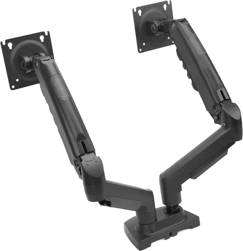 Vista 9 de Zunate Adjustable Double Screen Stand for 17-27inch Screens, Telescopic Rotating Desk Mount for Gaming and Work, Aluminum Alloy