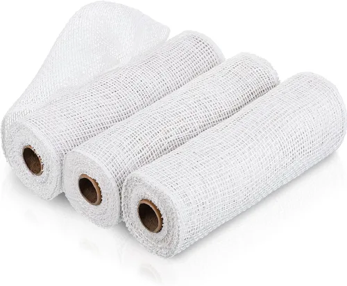 Vista 19 de 3 rollos de malla decorativa de arpillera de poli de 10 pulgadas de ancho, rollos de cinta de malla decorativa de poli para envolver, para Verde