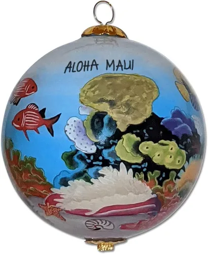 Vista 13 de Cornucopia Maui ornamento de Navidad de cristal pintado a mano con caja de regalo, recuerdo coleccionable CC/M