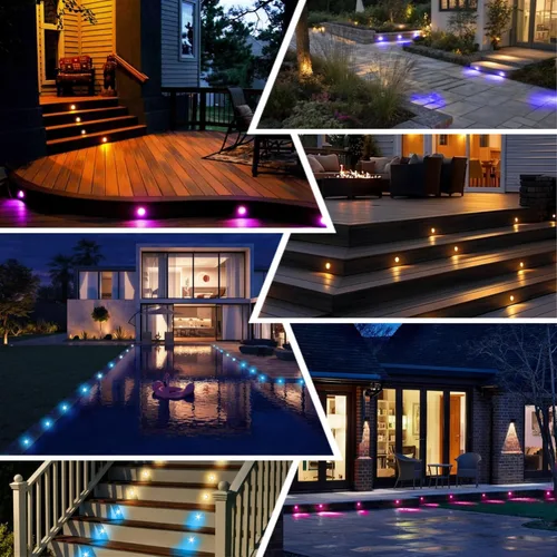 Vista 8 de FVTLED Kit de luces LED para cubierta, 20 piezas Φ1.22 D31 WiFi control de teléfono inteligente de bajo voltaje empotrado RGBW iluminación de Rgbw