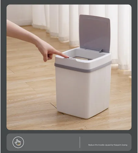Vista 4 de Surakey Cubo de basura inteligente sin contacto con tapa recargable de 12 litros con sensor de movimiento automático, cubo de basura eléctrico
