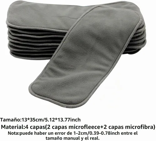 Vista 2 de Insertos de microfibra para pañales de tela (10 piezas de 4 capas de microforro polar)