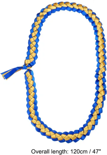 Vista 2 de PATIKIL Leis de graduación de 47 pulgadas, 1 cinta de graduación Leis para dinero de graduación, clase Leis, color brillante, bricolaje para Azul