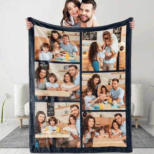Vista 9 de Mantas personalizadas con fotos y texto, manta personalizada con imágenes, para memoria familiar, cumpleaños, Halloween, Navidad, Día del Padre, 30