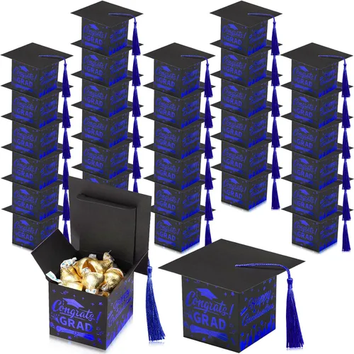 Vista 12 de Chuangdi 30 cajas de dulces de fiesta de felicitaciones graduadas, caja de casquillo de bricolaje con borlas para regalo de graduación, suministros