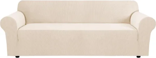 Vista 72 de H.VERSAILTEX Funda elástica para sofá, fundas suaves para muebles de 3 cojines, con tela jacquard gruesa a cuadros con parte inferior elástica, sofá
