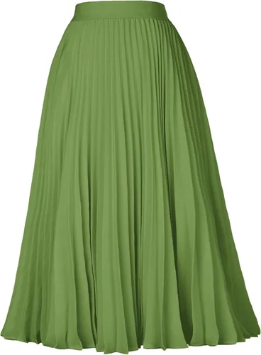 Vista 142 de GRACE KARIN - Falda plisada de gasa para mujer, con cintura alta y elástica, vuelo, corte acampanado y longitud por debajo de la rodilla