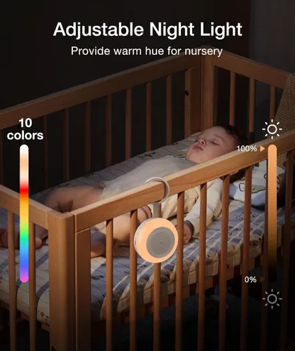 Vista 8 de Máquina de Sonido Portátil para Bebé, LEICEX Máquina de Ruido Blanco, 33 Sonidos Relajantes, Luz Nocturna de 10 Colores Máquina de Sueño para Bebés