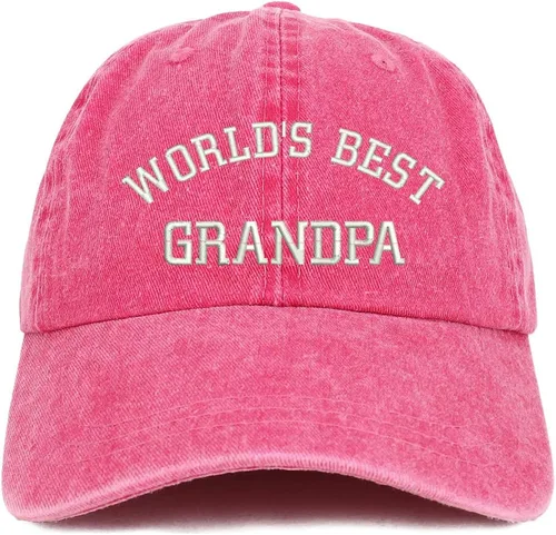 Vista 8 de World 's Best Grandpa bordado Pigmento teñido de perfil bajo algodón Cap Negro