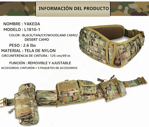 Vista 6 de YAKEDA Cinturón Táctico de Combate Cinturón de Servicio Aplicación de la Ley Cinturón de Utilidad Cinturón de Policía Conjunto 5 PIEZAS CP