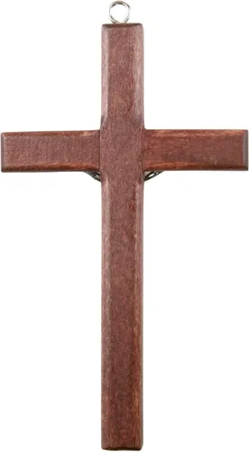 Vista 2 de Needzo Colgante de crucifijo de madera y cruz colgante de pared, regalos católicos para la primera comunión y otros eventos de la iglesia, 5 pulgadas