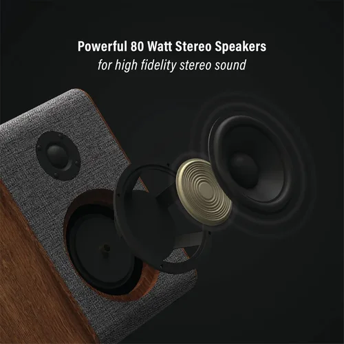Vista 4 de Crosley CR7501A-CL Nocturne - Tocadiscos Bluetooth de 2 velocidades con altavoces estéreo a juego, color carbón