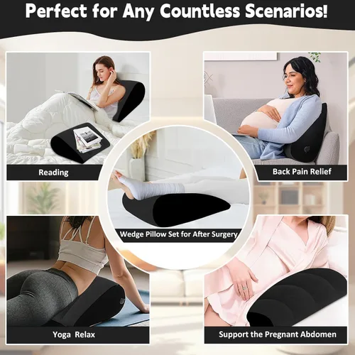 Vista 3 de TheClover Almohada inflable de cuña para dormir - Almohada de elevación de piernas con máscara para dormir, almohada de cuña de cama para acampar