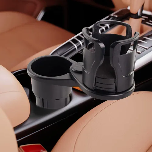 Vista 3 de Portavasos multifuncional para automóvil, portavasos grande ajustable multiusos (negro carbón)