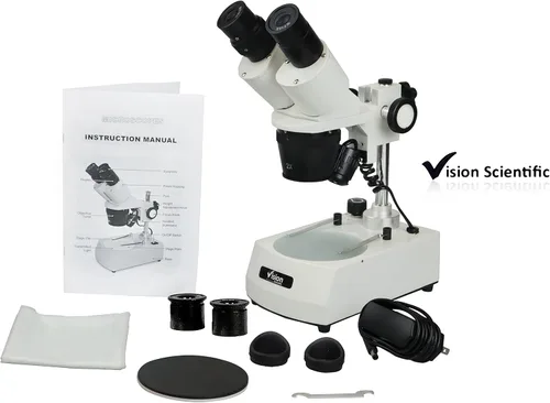 Vista 6 de Microscopio estéreo binocular VMS0002-LD-12-ES2, oculares WF10x y WF20x, objetivos 1x y 2X, aumento de 10x, 20x y 40x, iluminación LED superior e
