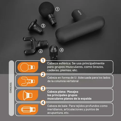 Vista 7 de NEPQ Mini Pistola de Masaje, Potente Pistola de Percusión de Tejido Profundo Portátil para Músculos Fasciales, Masajeador de Cabeza, Cuello