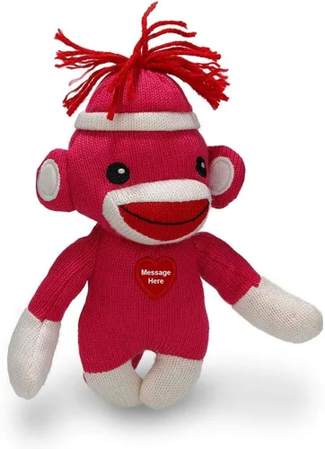 Vista 3 de Plushland Personaliza el adorable mono calcetín, el original juguete de peluche tradicional tejido a mano, regalo para niños, bebés, adolescentes
