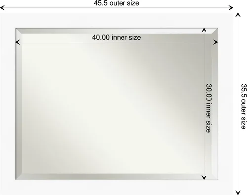 Vista 4 de Amanti Art - Espejo de baño blanco para sobre lavabo, espejo de tocador rectangular blanco de 35x45 para gabinete, marco moderno extragrande, se