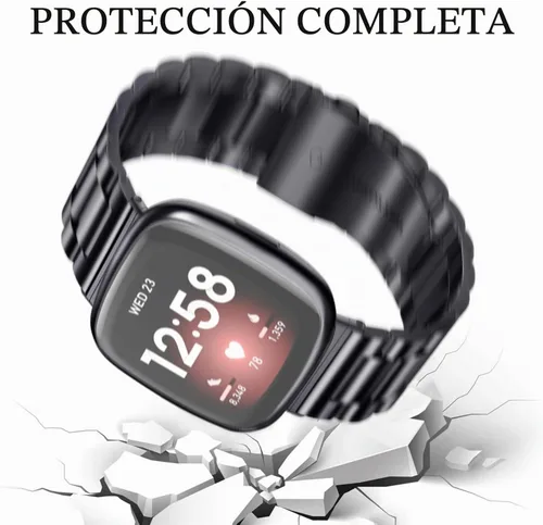 Vista 6 de ZPJPPLX para Fitbit Versa 4/Sense 2, Correa de Muñeca de Acero Inoxidable Sólido con Funda de Reloj, para Versa 3/Sense Correas de Repuesto de Metal
