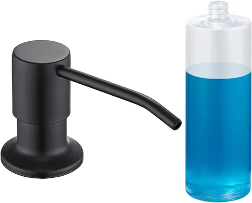 Vista 8 de Dispensador de jabón para fregadero de níquel cepillado, dispensador de jabón para fregadero de cocina de acero inoxidable con recarga desde arriba