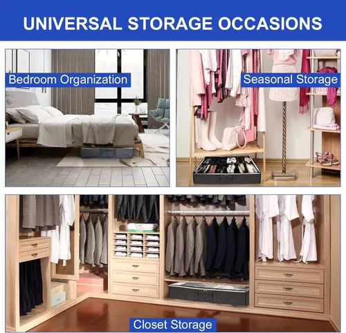 Vista 7 de Surblue Organizador de almacenamiento de zapatos debajo de la cama, solución de almacenamiento de zapatos debajo de la cama, 2 cremalleras de metal
