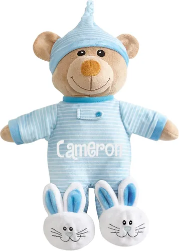 Vista 14 de Let's Make Memories - Pijama de peluche (personalizable), ideal para siestas, 12” de alto, 100% poliéster Hop 'N Cuddle Bunny