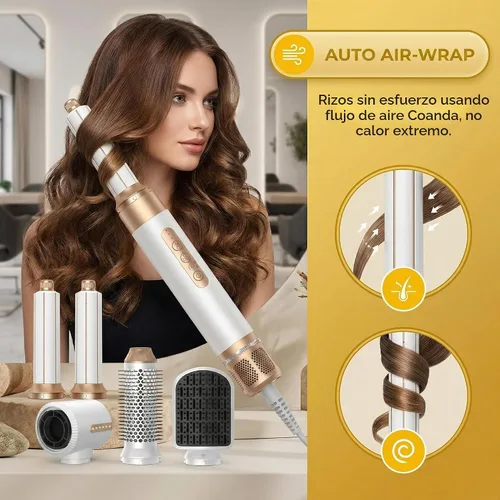 Vista 3 de Nora Styler Multi-Styler Pro 7 en 1, moldeador iónico de cabello de aire caliente para rizar, alisar, secar y dar volumen, herramienta profesional