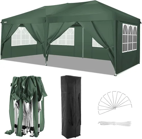 Vista 11 de COBIZI 10x15 Outdoor Patio Gazebo with Privacy Curtains, Khaki Caqui