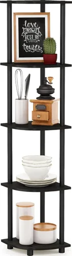 Vista 100 de Furinno Turn-N-Tube - Estantes de almacenamiento, estante para libros de 3 niveles, estante esquinero, estantes abiertos sin herramientas