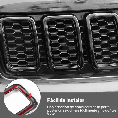 Vista 5 de RT-TCZ 7 piezas de insertos de malla para parrilla delantera, kit de insertos de cubiertas de anillos para Jeep Grand Cherokee 2017 2018 2019 2020