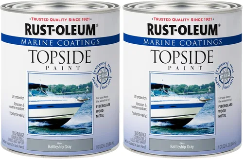 Vista 23 de Rust-Oleum 207005 Pintura para cubierta marina Marine Coatings, cuarto de galón, color gris acorazado