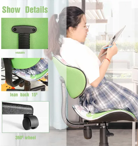Vista 6 de JJS Silla ejecutiva de computadora con respaldo bajo para oficina en casa, silla ergonómica de malla con base extra grande y almohadillas